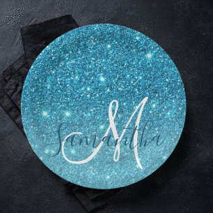 Assiettes En Carton Parties scintillant bleu moderne éclaboussures Nom