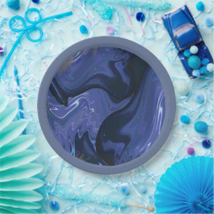 Assiettes En Carton Parties scintillant bleue Galaxy Swirl Abstrait Mo