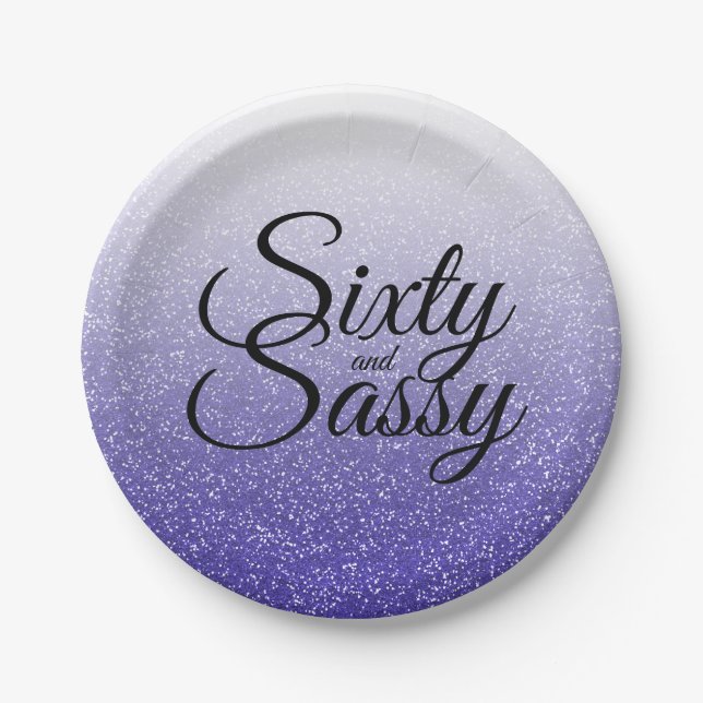 Assiettes En Carton Parties scintillant bleue Ombre 60 et Sassy 60e an (Devant)