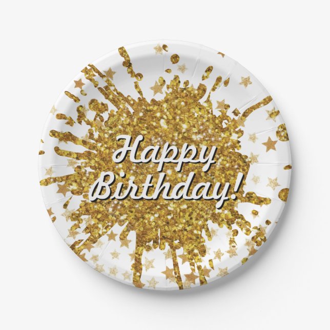 Assiettes En Carton Parties scintillant brillant or amusant graffiti p (Devant)