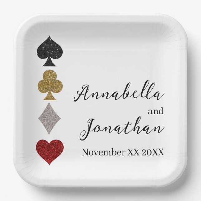 Assiettes En Carton Parties scintillant Card Game Las Vegas Casino Mar (Recto)
