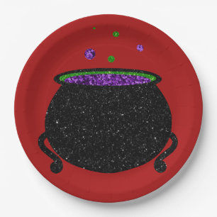 Assiettes En Carton Parties scintillant Cauldron Halloween