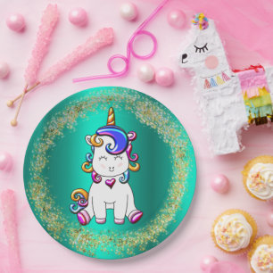 Assiettes En Carton Parties scintillant colorée Unicorn Anniversaire