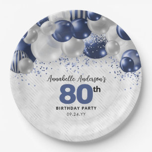Assiettes En Carton Parties scintillant de la Marine Blue Silver Ballo