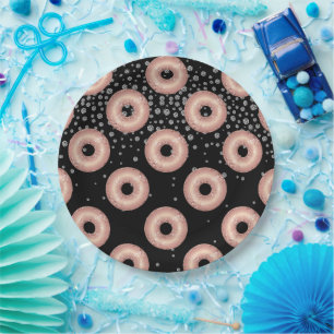 Assiettes En Carton Parties scintillant Donut Confetti Motif