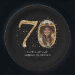 Assiettes En Carton Parties scintillant d'or adulte 70e anniversaire P<br><div class="desc">70th Birthday Gold Parties scintillant modèle de la fête photo. Disponible en téléchargement numérique imprimable. Téléchargement personnalisé,  personnalisé et modifiable</div>