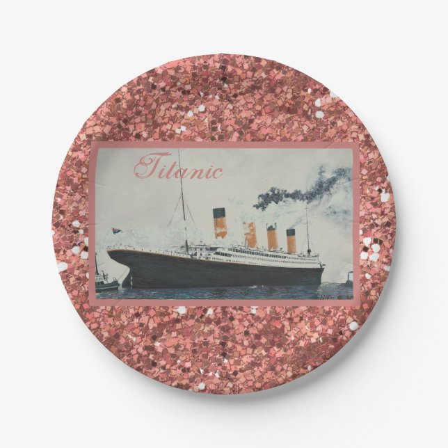 Assiettes En Carton Parties scintillant d'or des Roses Titanic Glam (Devant)
