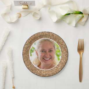 Assiettes En Carton Parties scintillant d'or photo Anniversaire