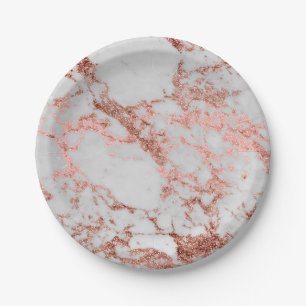 Assiettes En Carton Parties scintillant d'or rose moderne image de tex