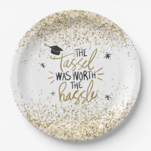 Assiettes En Carton Parties scintillant d'or Tassel vaut la peine d'ê