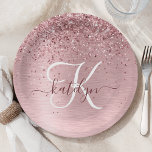 Assiettes En Carton Parties scintillant en métal brossé rose pâle Nom<br><div class="desc">Personnalisez facilement ce design chic et branché de plaque en papier avec une jolie parties scintillant brillante rose vif sur un arrière - plan métallique brossé rose vif.</div>