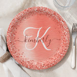 Assiettes En Carton Parties scintillant en métal brossé rouge Nom du m<br><div class="desc">Personnalisez facilement ce design chic et branché de plaque en papier avec une jolie parties scintillant rouge brillant sur un arrière - plan métallique brossé.</div>