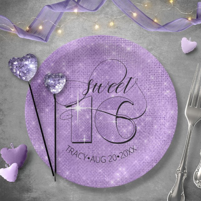 Assiettes En Carton Parties scintillant et brillant doux 16 Violet ID6 (Créateur téléchargé)