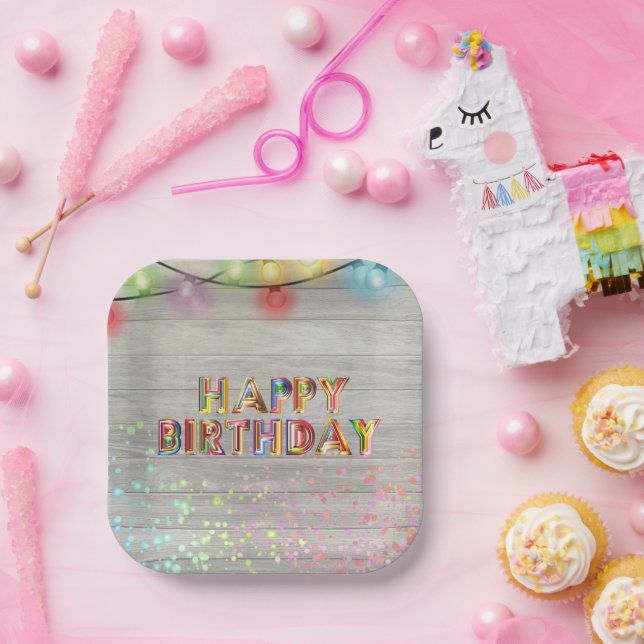 Assiettes En Carton Parties scintillant et lumière Joyeux anniversaire (Fête)
