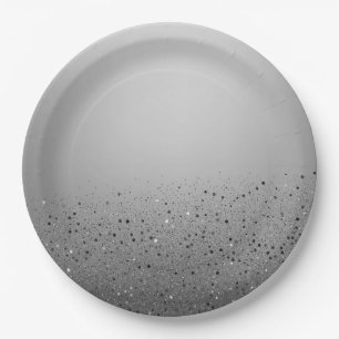 Assiettes En Carton Parties scintillant étincelante en argent douce 16
