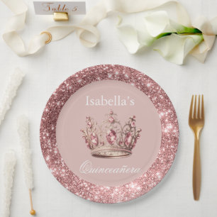 Assiettes En Carton Parties scintillant florale flush Tiara Crown Quin