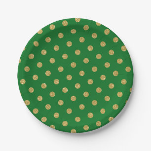 Assiettes En Carton Parties scintillant or Chic Polka Dot Vert