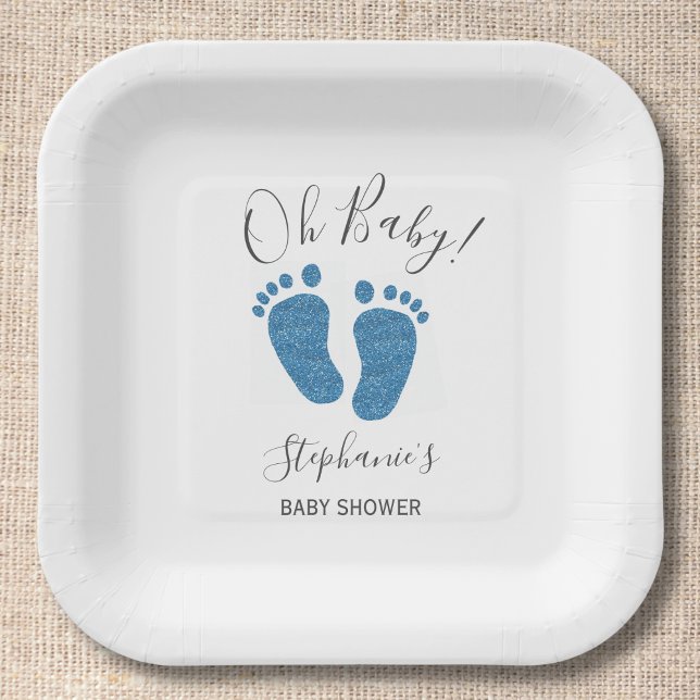 Assiettes En Carton Parties scintillant personnalisée Pieds Baby showe (Créateur téléchargé)