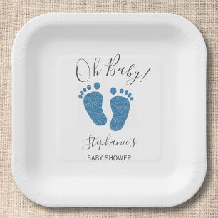 Assiettes En Carton Parties scintillant personnalisée Pieds Baby showe
