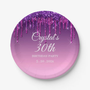 Assiettes En Carton Parties scintillant pourpre personnalisée Joyeux