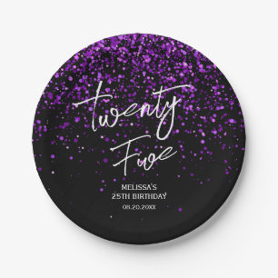 Assiettes En Carton Parties scintillant pourpre pétillante Noir N'impo