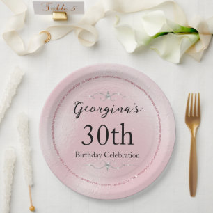 Assiettes En Carton Parties scintillant rose glamour et diamants