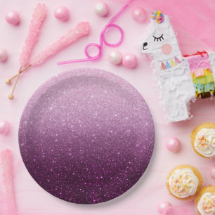 Assiettes En Carton Parties scintillant rose moderne Motif ombre