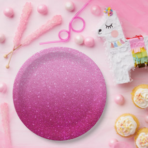 Assiettes En Carton Parties scintillant rose moderne Motif ombre