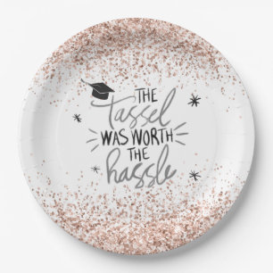 Assiettes En Carton Parties scintillant rose Tassel vaut la peine d'ê