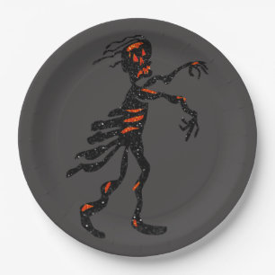Assiettes En Carton Parties scintillant Skeleton Zombie Halloween