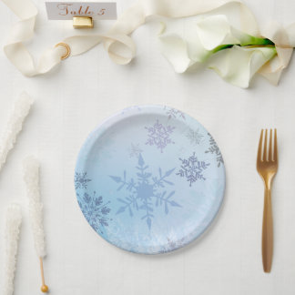 Assiettes En Carton Parties scintillant Snowflake Snowflake Mountain H