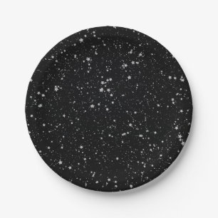 Assiettes En Carton Parties scintillant Stars2 - Noir argenté