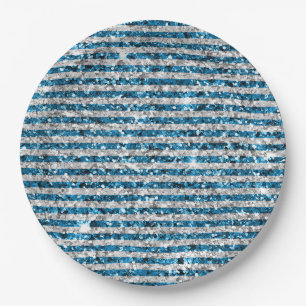 Assiettes En Carton Parties scintillant Turquoise Argent