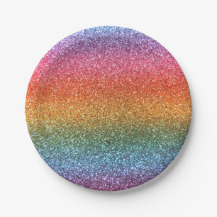 Assiettes En Carton Parties scintillantes intelligentes d'arc-en-ciel