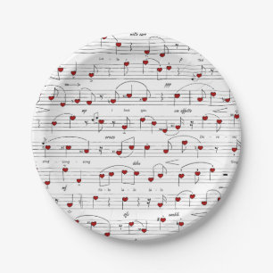 Assiettes En Carton Partition de musique de chanson d'amour coeurs rou