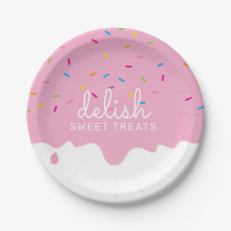 Assiettes En Carton PARTY FROSTING DRIPS cute sprinkles pink heart Hea