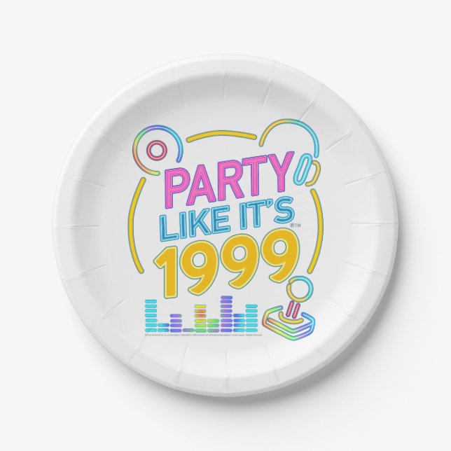 Assiettes En Carton Party Like It’s 1999®™ – Electric Neon Soundtrack (Devant)