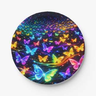 Assiettes En Carton Partyteller motif papillon néon