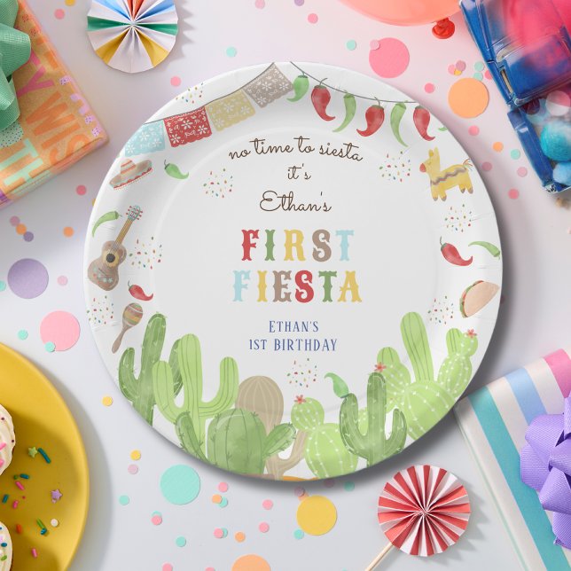 Assiettes En Carton Pas le temps de siesta fiesta mexicaine premier an (Créateur téléchargé)