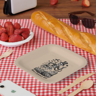 Assiettes En Carton Passez une journée effrayante Sorcière d'Halloween