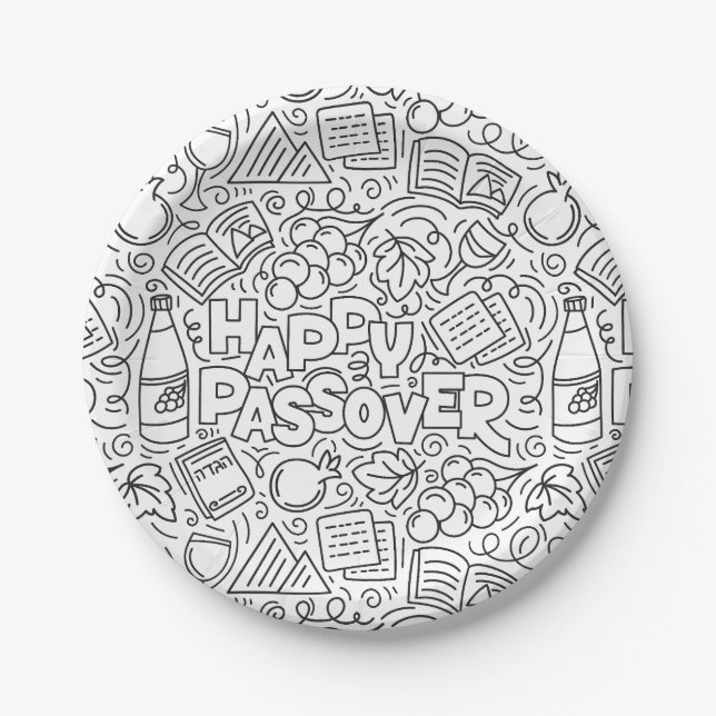 Assiettes En Carton Passover Black and White Paper Plate (Devant)