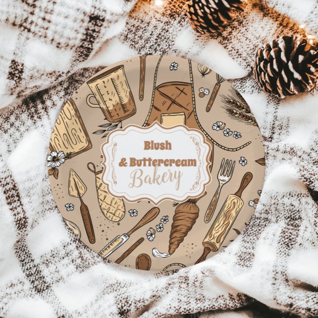 Assiettes En Carton Pastel Bakery Branding (Créateur téléchargé)