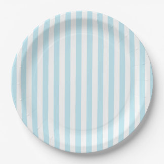 Assiettes En Carton Pastel Blue and White Striped Paper Plate