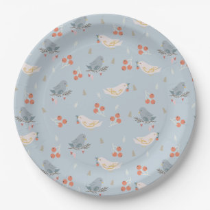 Assiettes En Carton Pastel Christmas Birds Motif sans couture