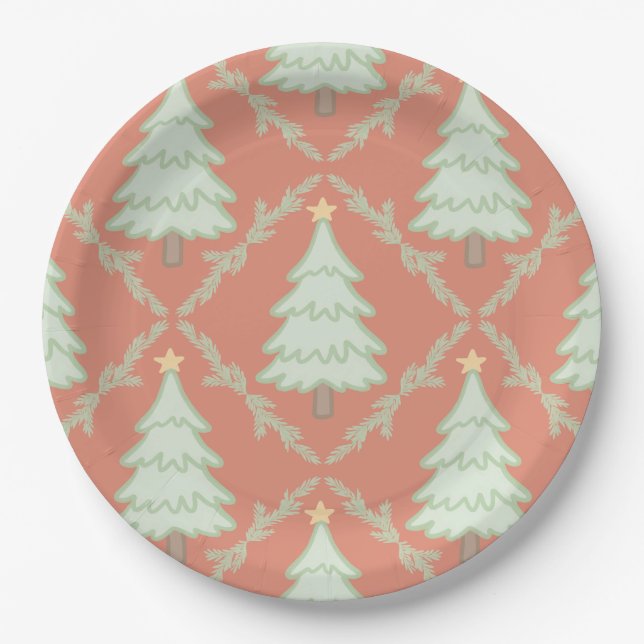 Assiettes En Carton 🎄 Pastel Christmas Party Paper Plates ✨ (Devant)