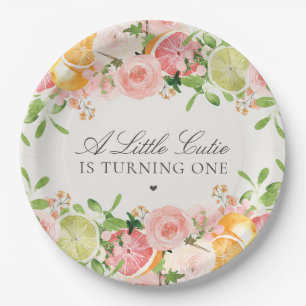Assiettes En Carton Pastel Citrus Floral Little Cutie Baby shower