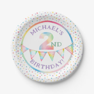Assiettes En Carton Pastel Confetti 2e Plaques de fête d'anniversaire