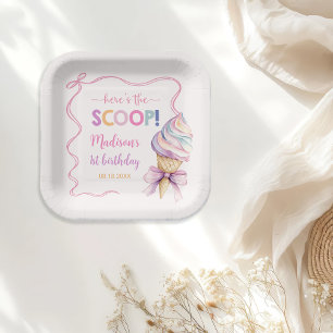 Assiettes En Carton Pastel Coquette Filles de crème glacée Anniversair