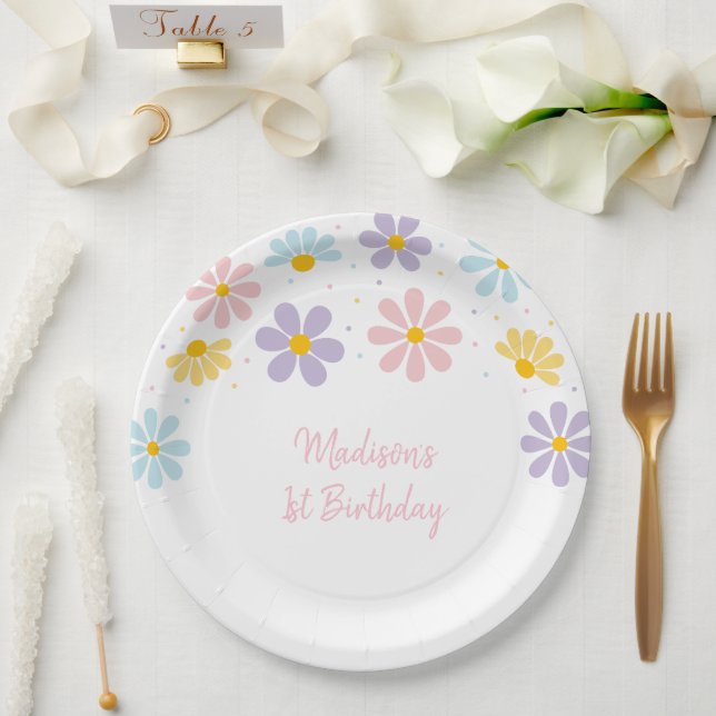 Assiettes En Carton Pastel Daisy Flower Anniversaire (Mariage)
