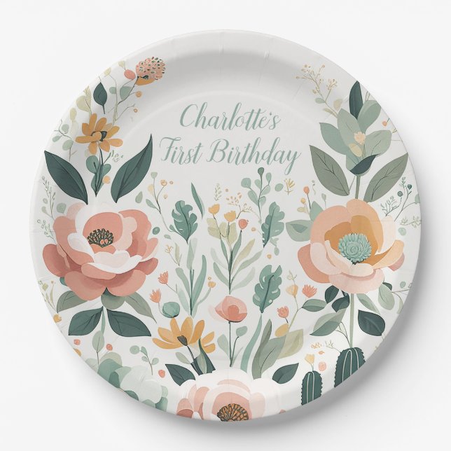 Assiettes En Carton Pastel Floral Fiesta (Devant)
